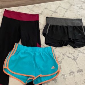 Adidas women’s workout bundle. 2 shorts, 1 pant